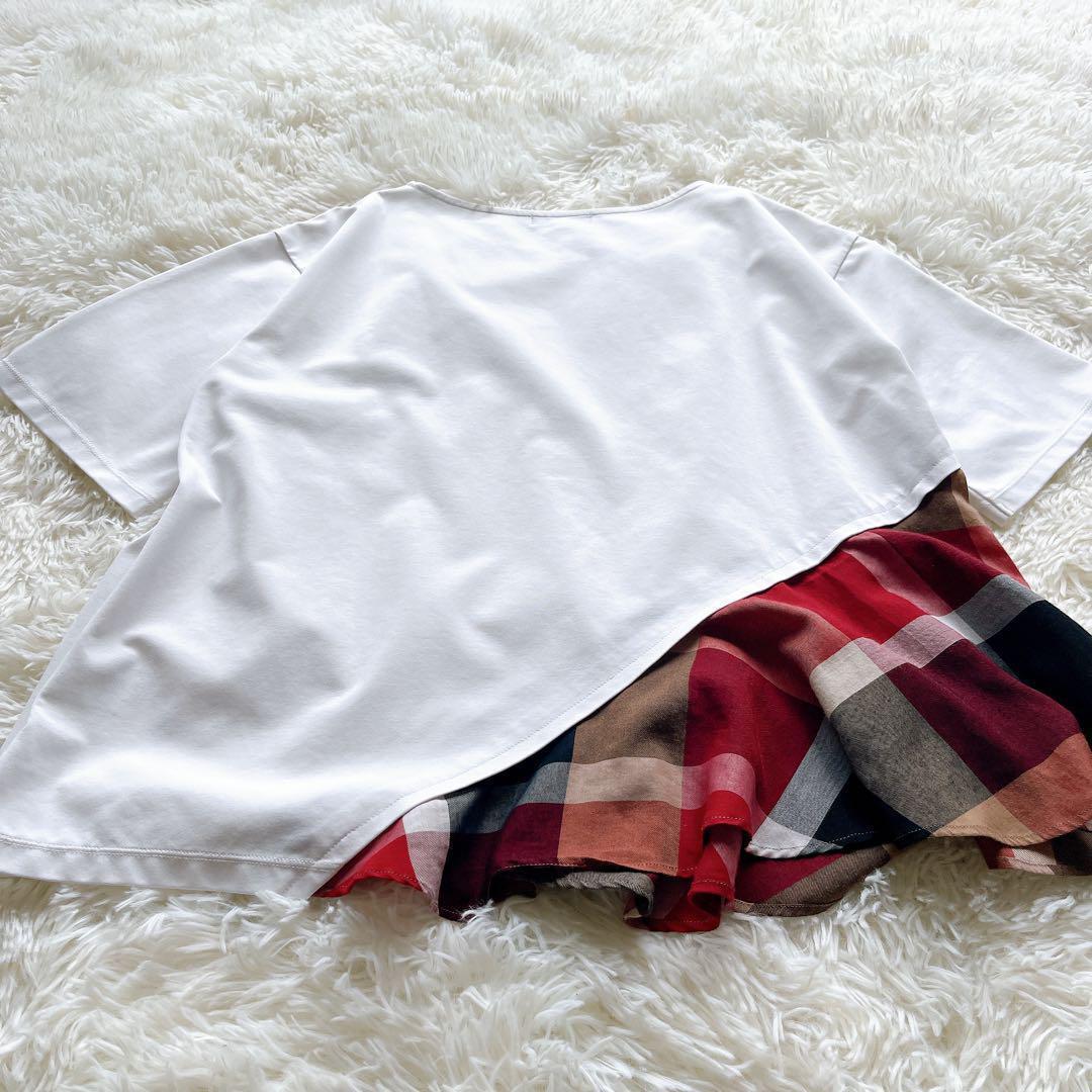 BLUE LABEL CRESTBRIDGE アシメ チェックフリル Tシャツ