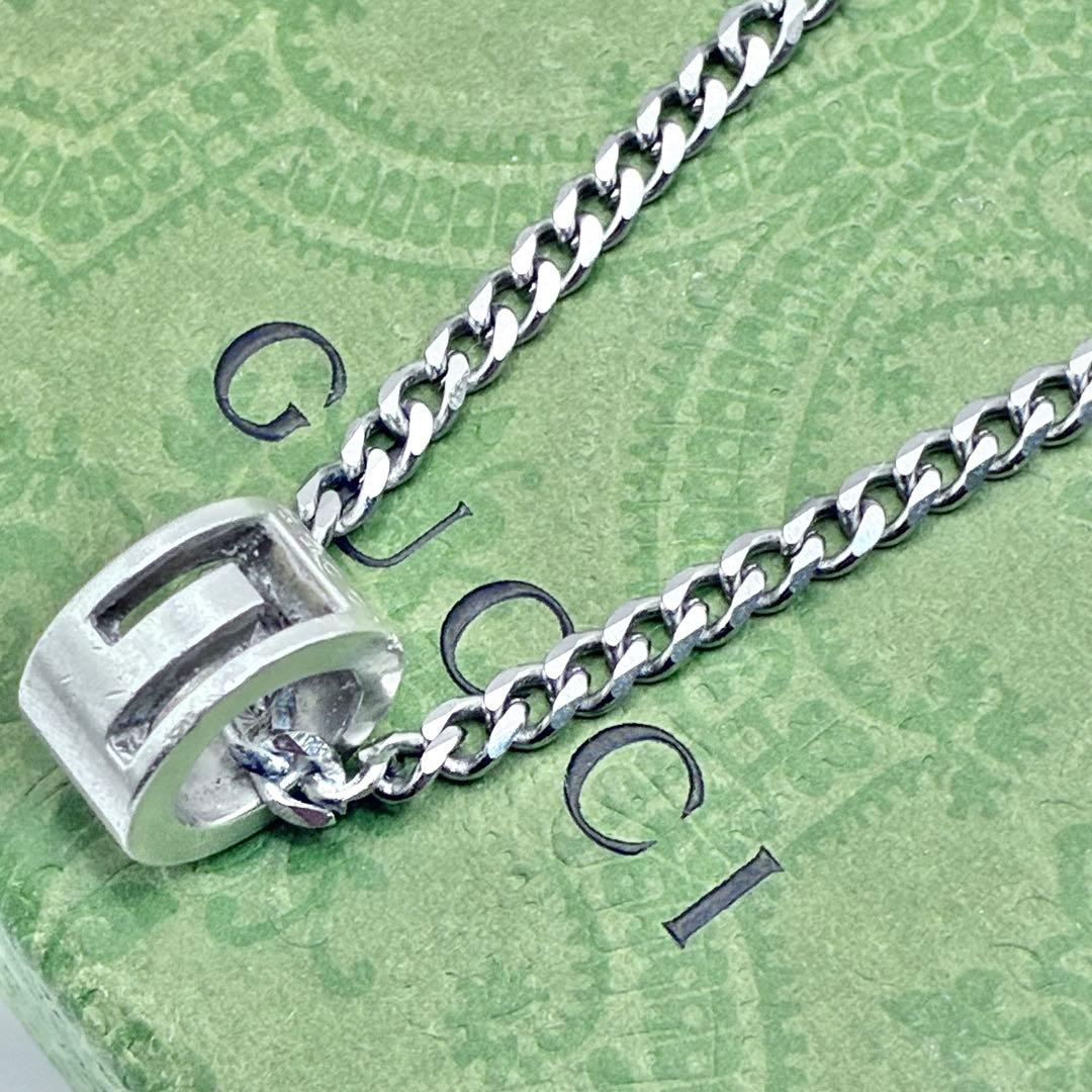 GUCCI ネックレス カットアウト Gリング 喜平チェーン シルバー