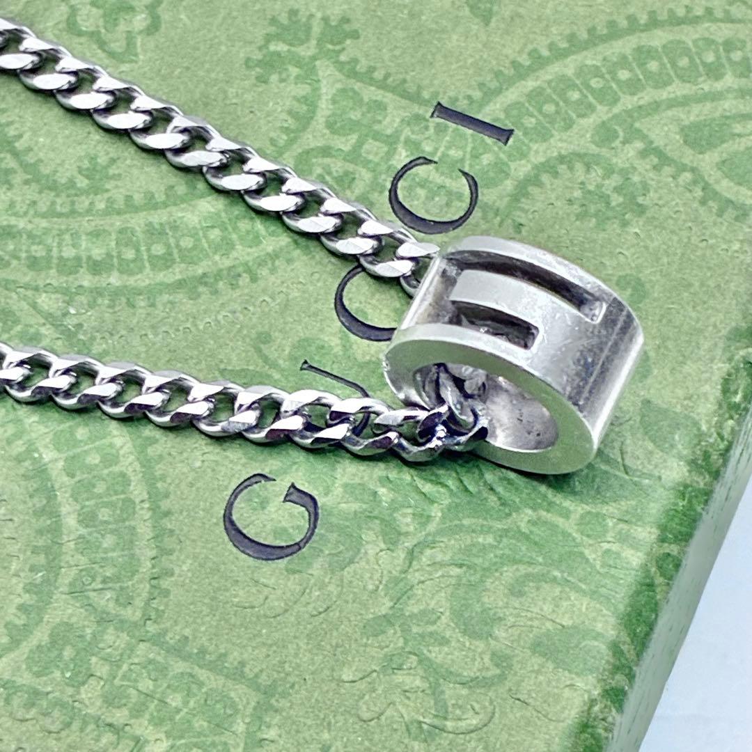 GUCCI ネックレス カットアウト Gリング 喜平チェーン シルバー
