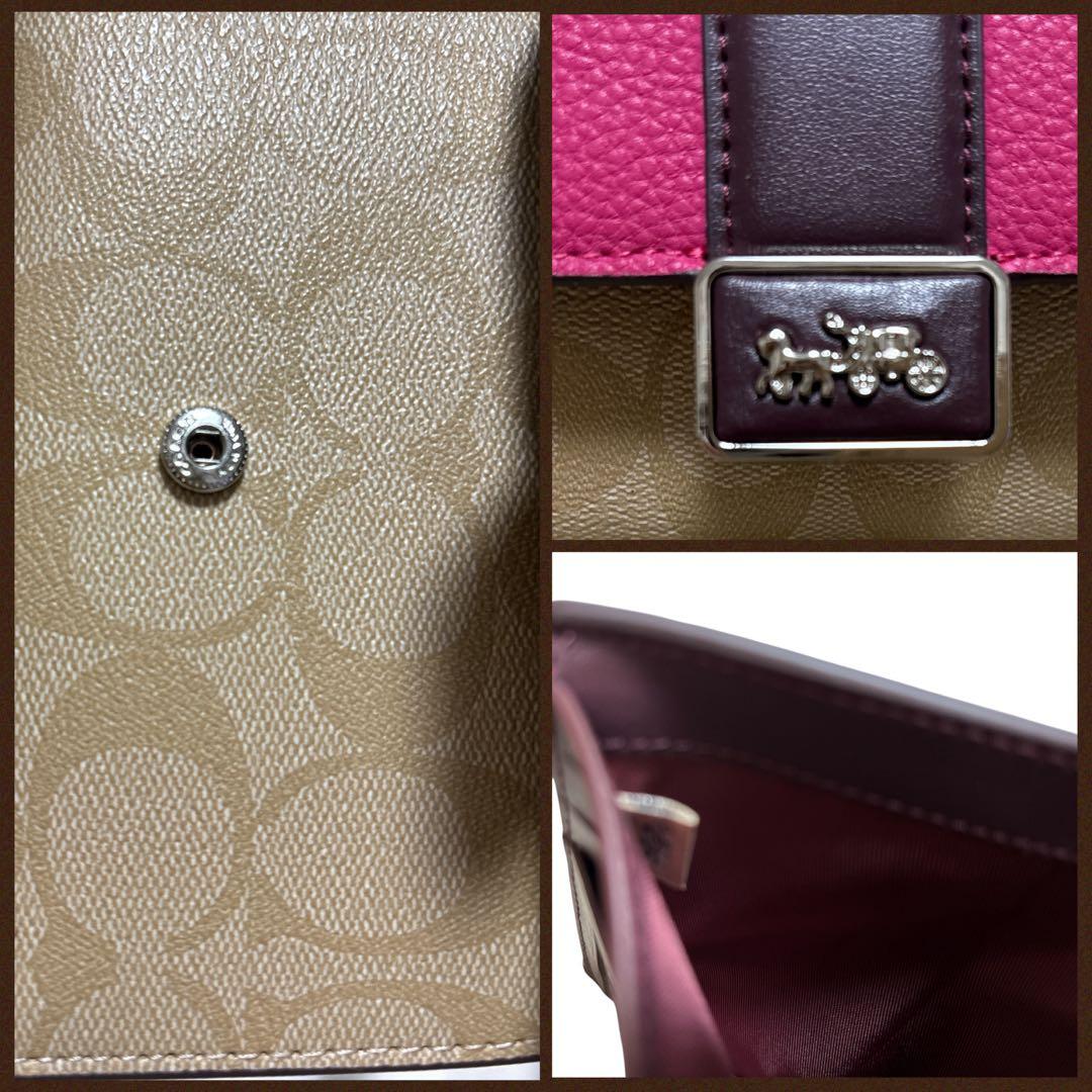 《新品》COACH 二つ折り財布ピンク/ベージュ新品