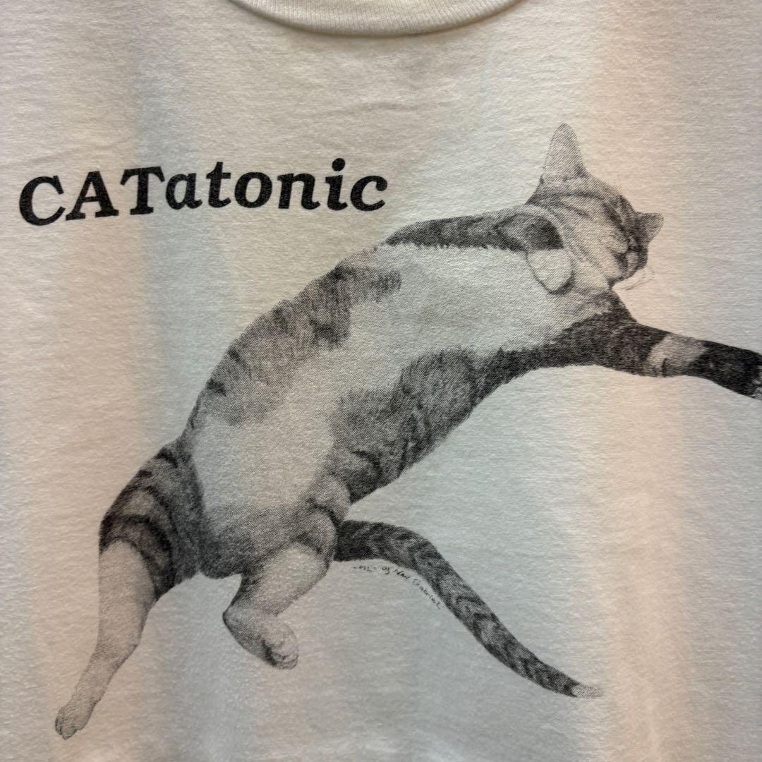 90s USA製 CATatonic Tシャツ 猫 キャット メッセージ