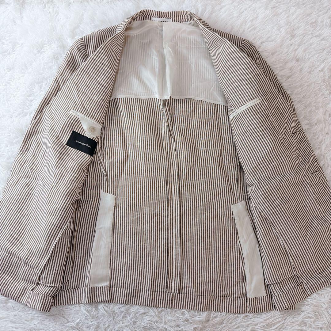 美品 Zegna スイス製 シルク リネン混 テーラードジャケット