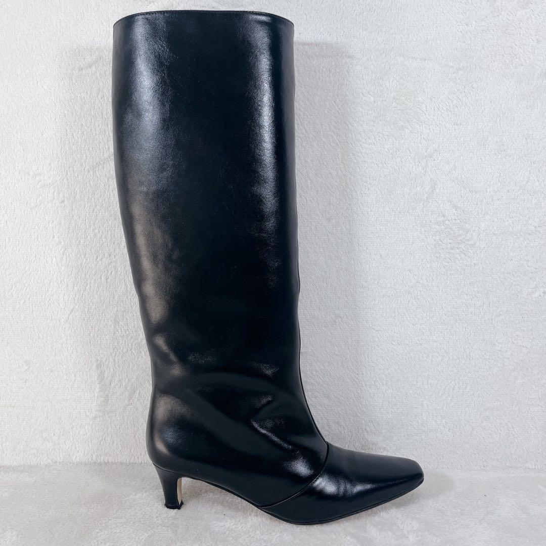 人気デザイン❗️美品✨エスカラータ ストレートシルエット ロングブーツ 黒 37