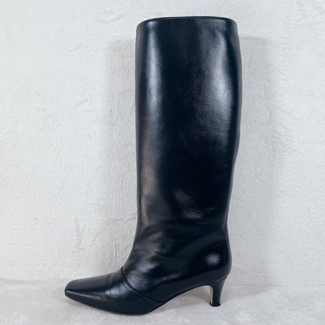 人気デザイン❗️美品✨エスカラータ ストレートシルエット ロングブーツ 黒 37