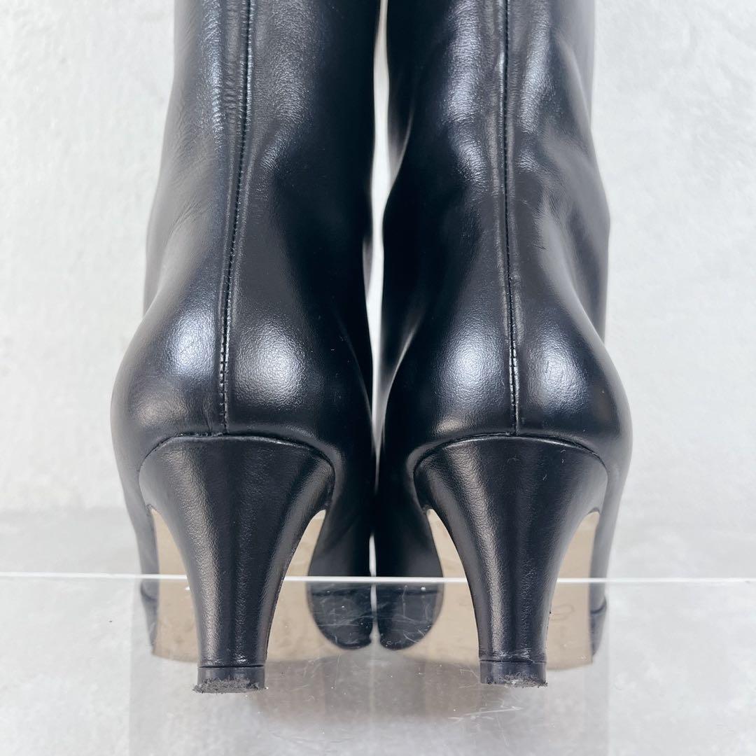 人気デザイン❗️美品✨エスカラータ ストレートシルエット ロングブーツ 黒 37