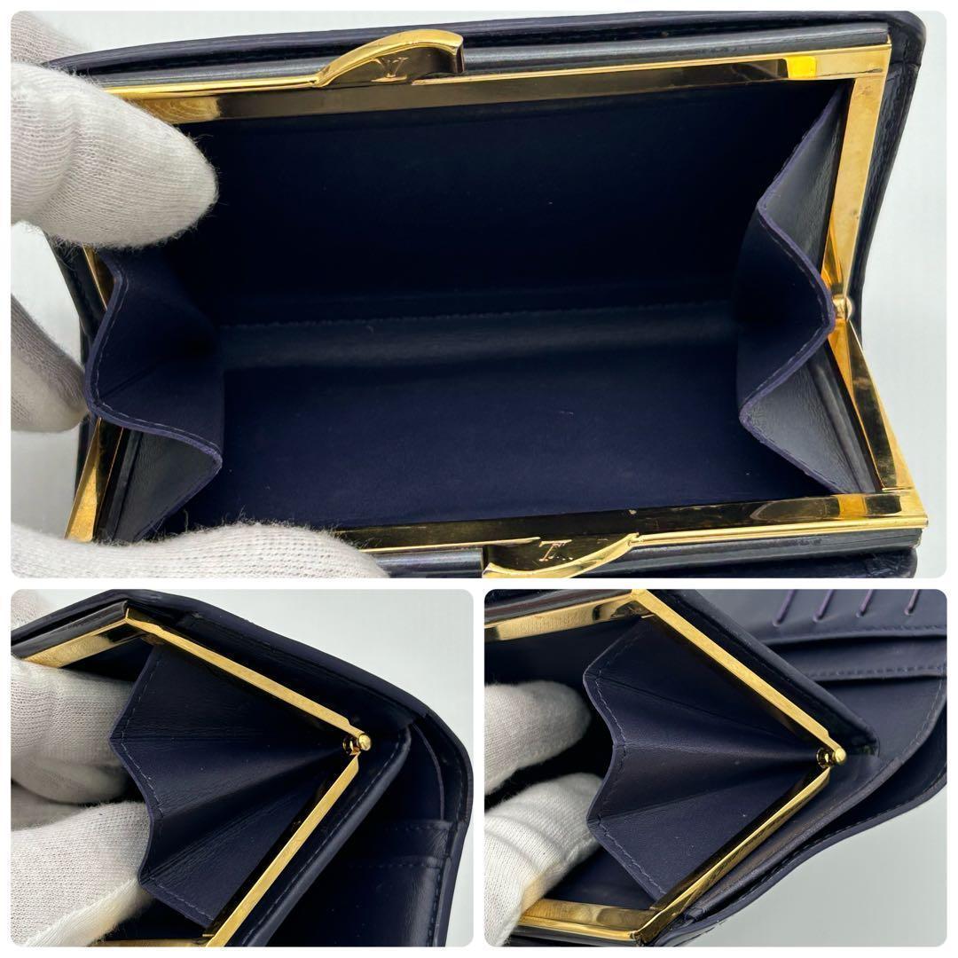 ルイ ヴィトン モノグラム ポルト モネ ヴィエノワ ヴェルニ がま口　折り財布