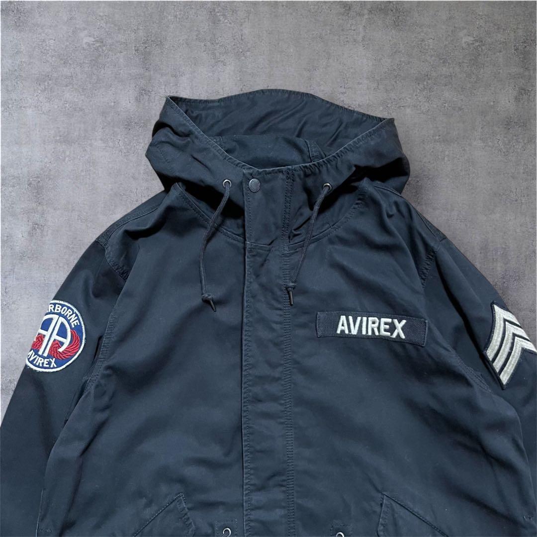 AVIREX M-51 モッズコート ミリタリージャケット 刺繍ワッペン M黒
