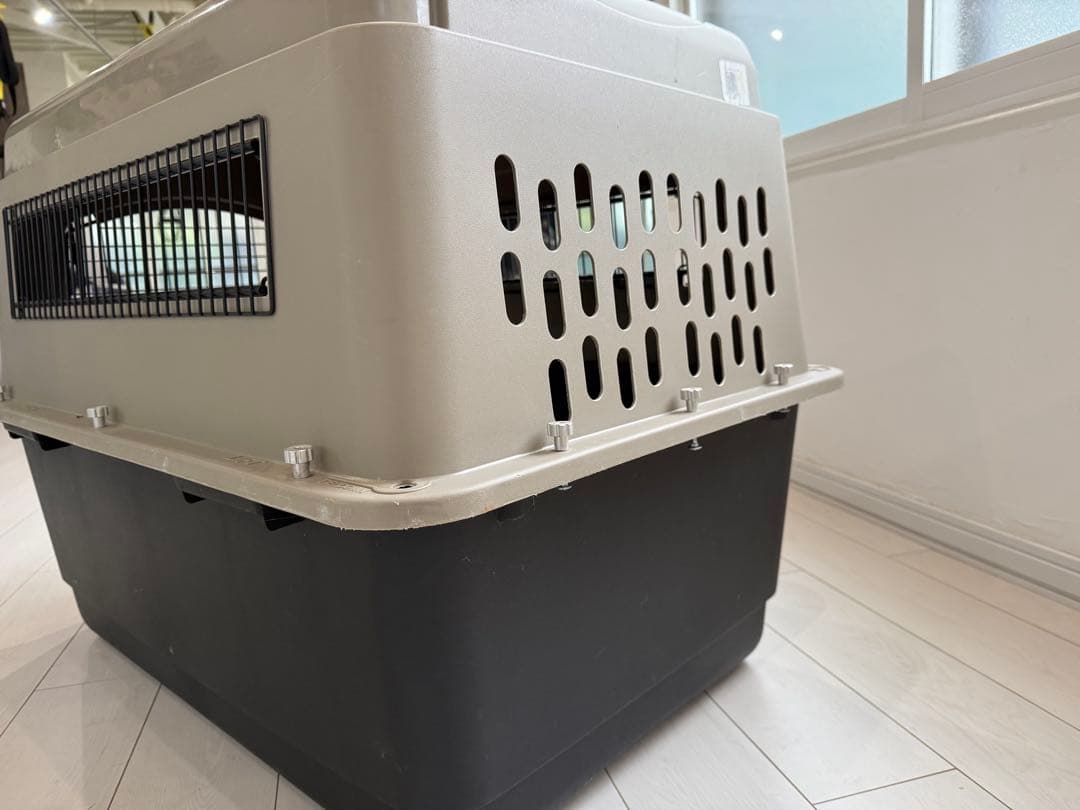 犬用ケージ プラスチック製 グレー/ブラック