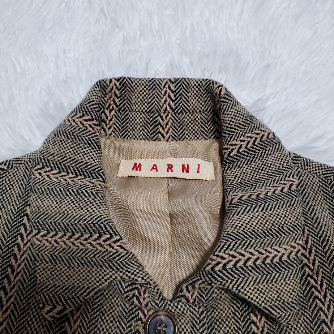 希少✨MARNI　マルニ　ロングコート　ヘリンボーン　ウール　38