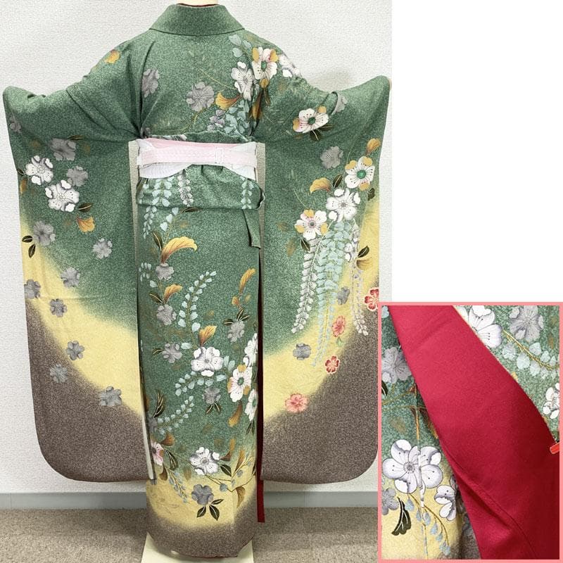 512z6☆振袖 高身長な方にも 辻が花絞り染 金彩 古典柄☆美品 成人式結婚式