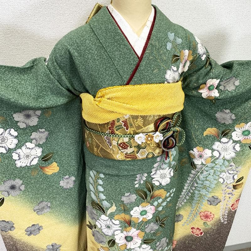 512z6☆振袖 高身長な方にも 辻が花絞り染 金彩 古典柄☆美品 成人式結婚式