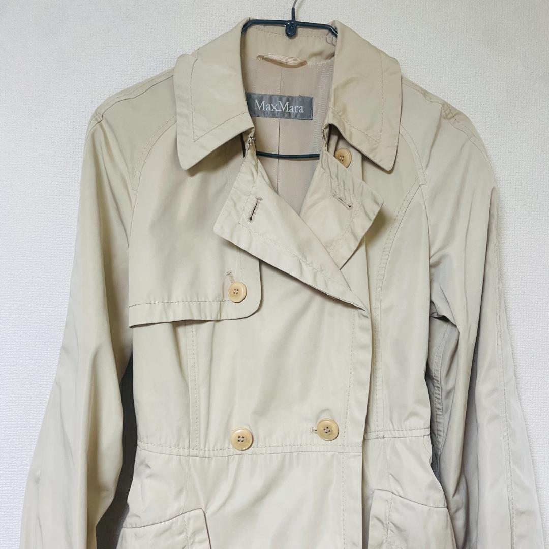 MaxMara トレンチコート　ナイロン　ベージュ サイズL ベルト付き