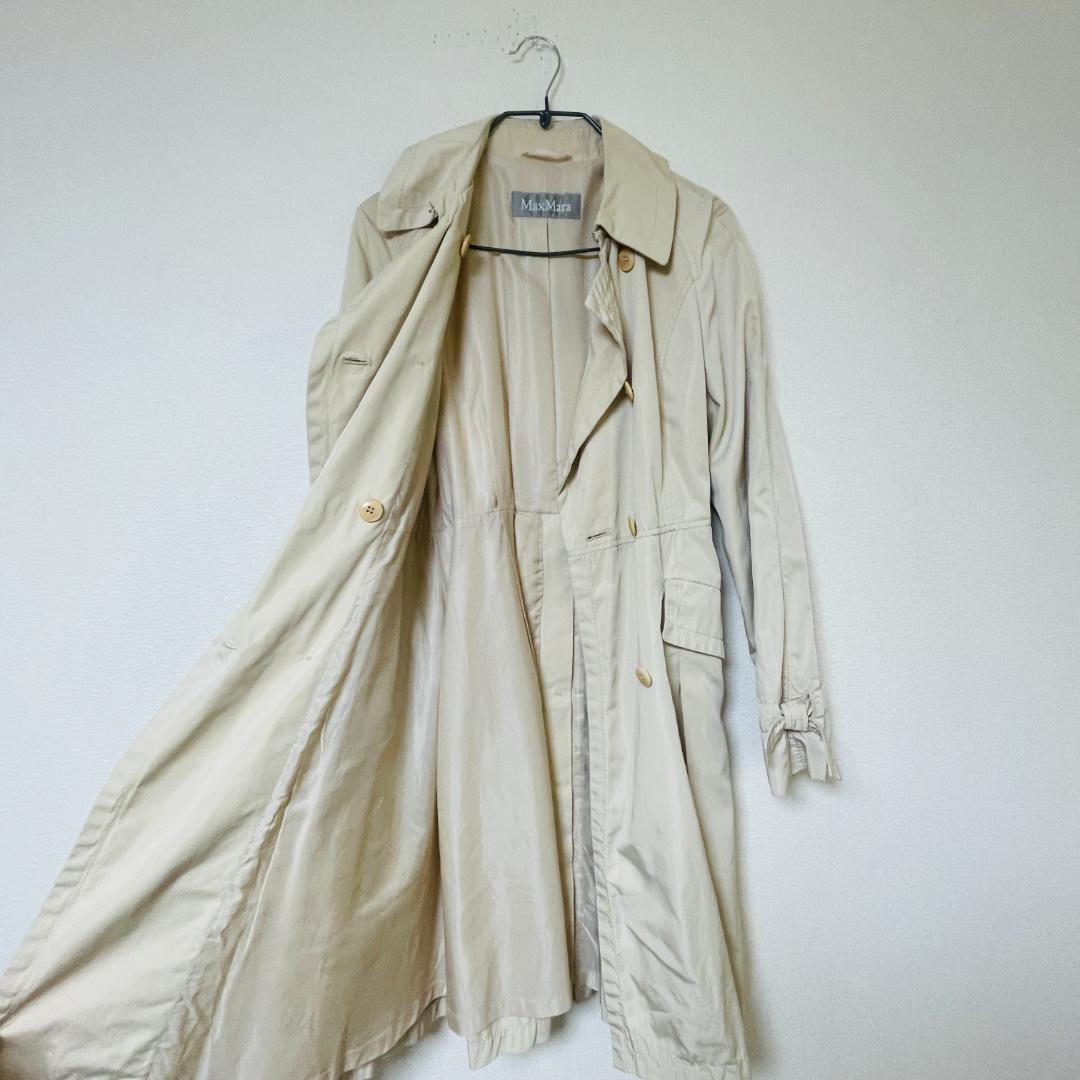 MaxMara トレンチコート　ナイロン　ベージュ サイズL ベルト付き