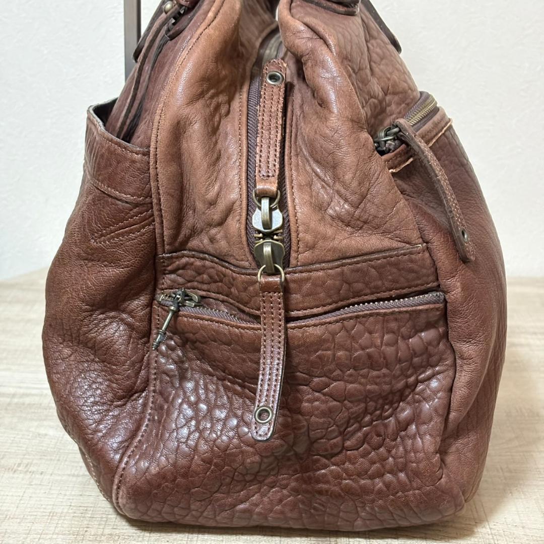 Vinterks レザー ボストンバッグ ブラウン