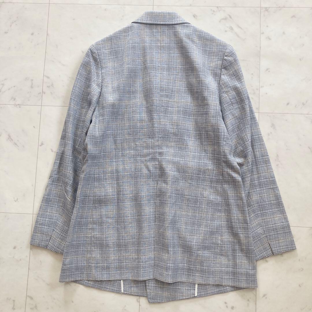 極美品　トゥモローランド　ブルーグレンチェック ダブルブレストジャケット