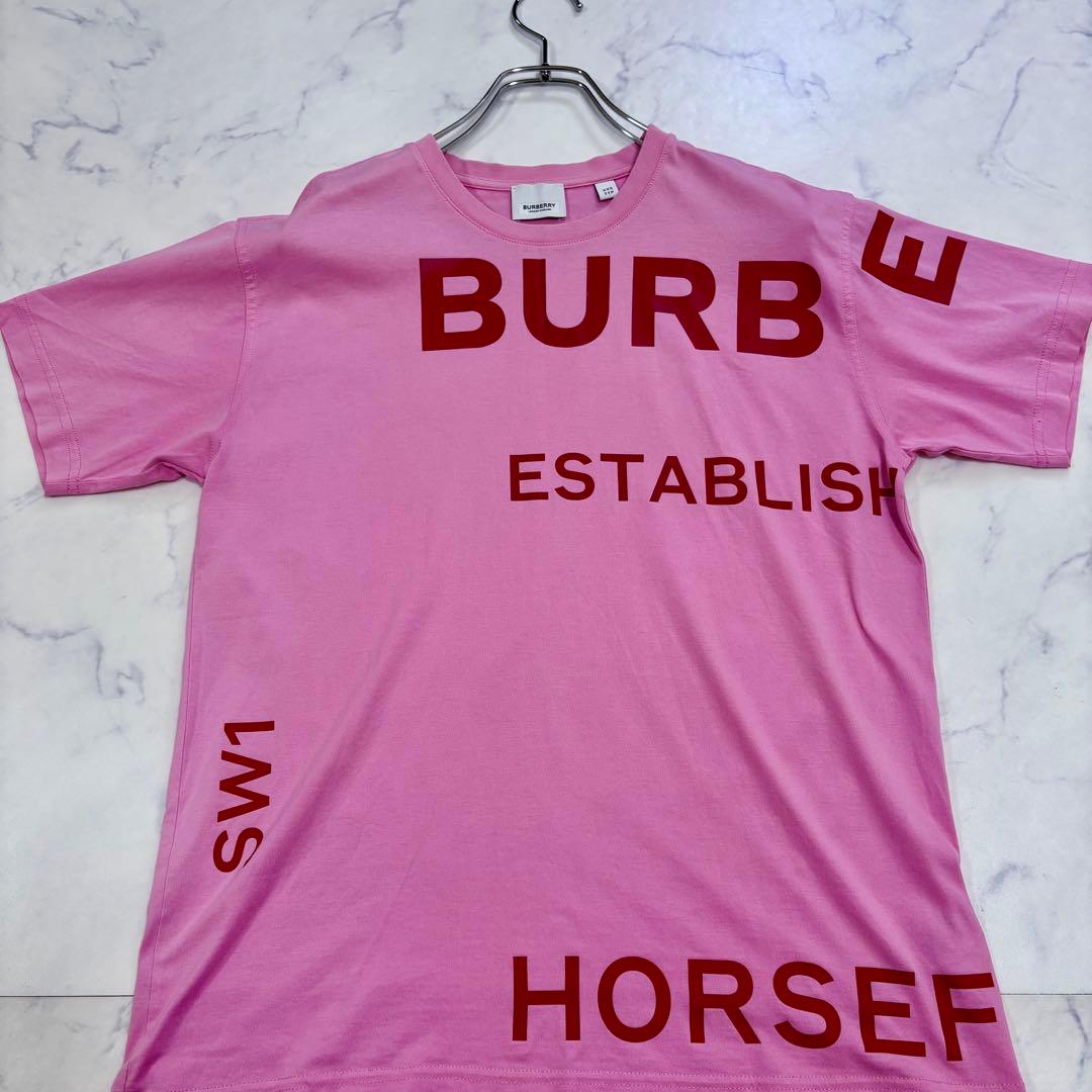 美品 バーバリー Tシャツ ホースフェリー ピンク XXS M相当 ストレッチ