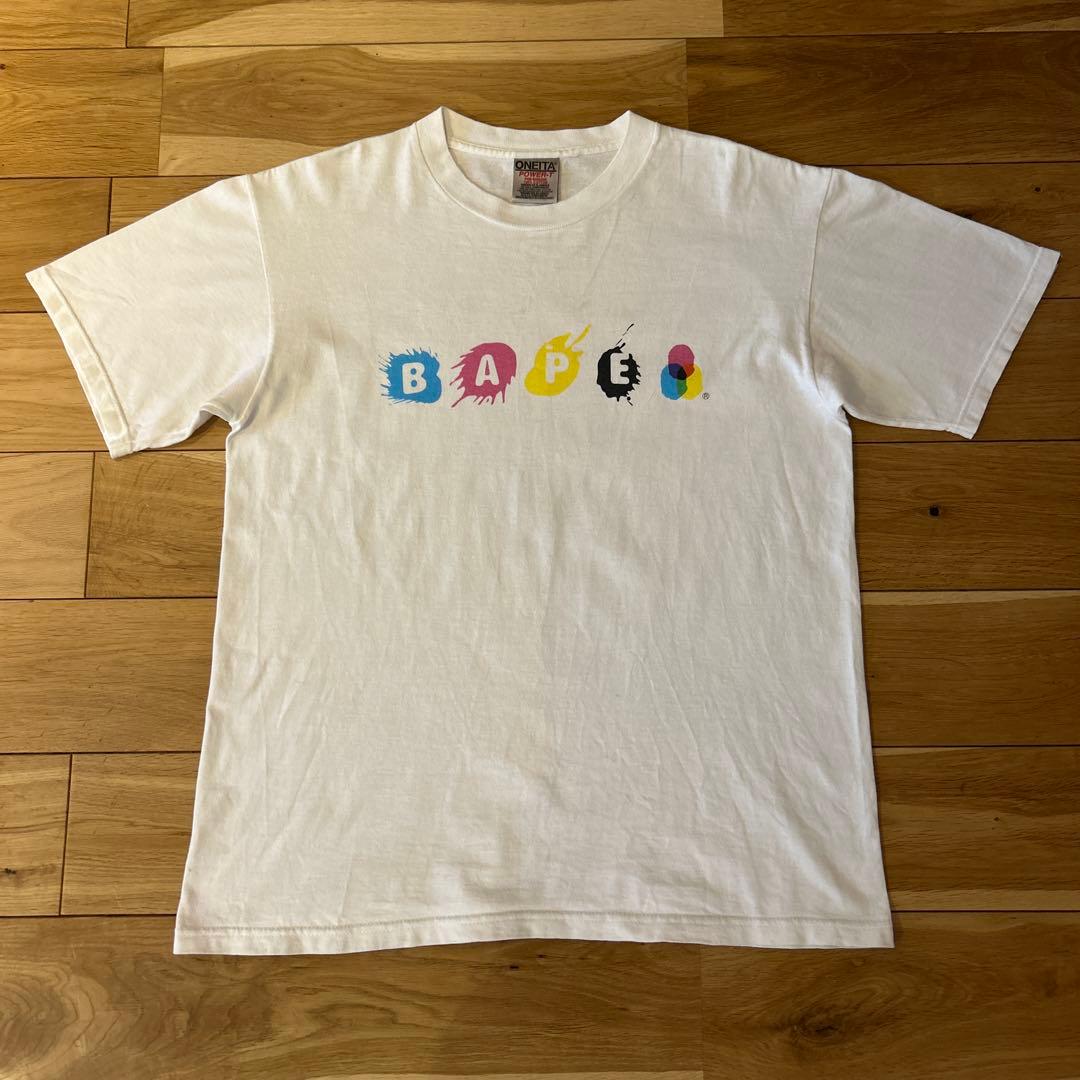 90’s A BATHING APE Tシャツ M ペイントロゴ