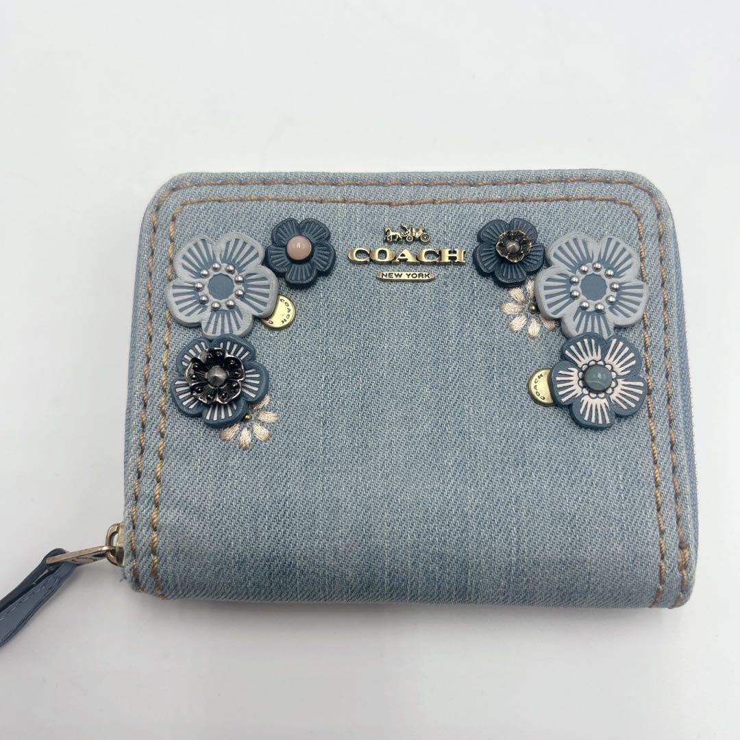 COACH スモールジップウォレットティーローズ 二つ折り財布