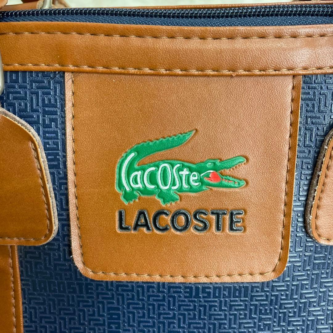 LACOSTE ラコステ ボストンバッグ ゴルフバッグ 総柄 大容量 ネイビー