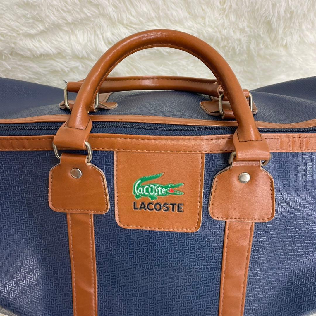 LACOSTE ラコステ ボストンバッグ ゴルフバッグ 総柄 大容量 ネイビー