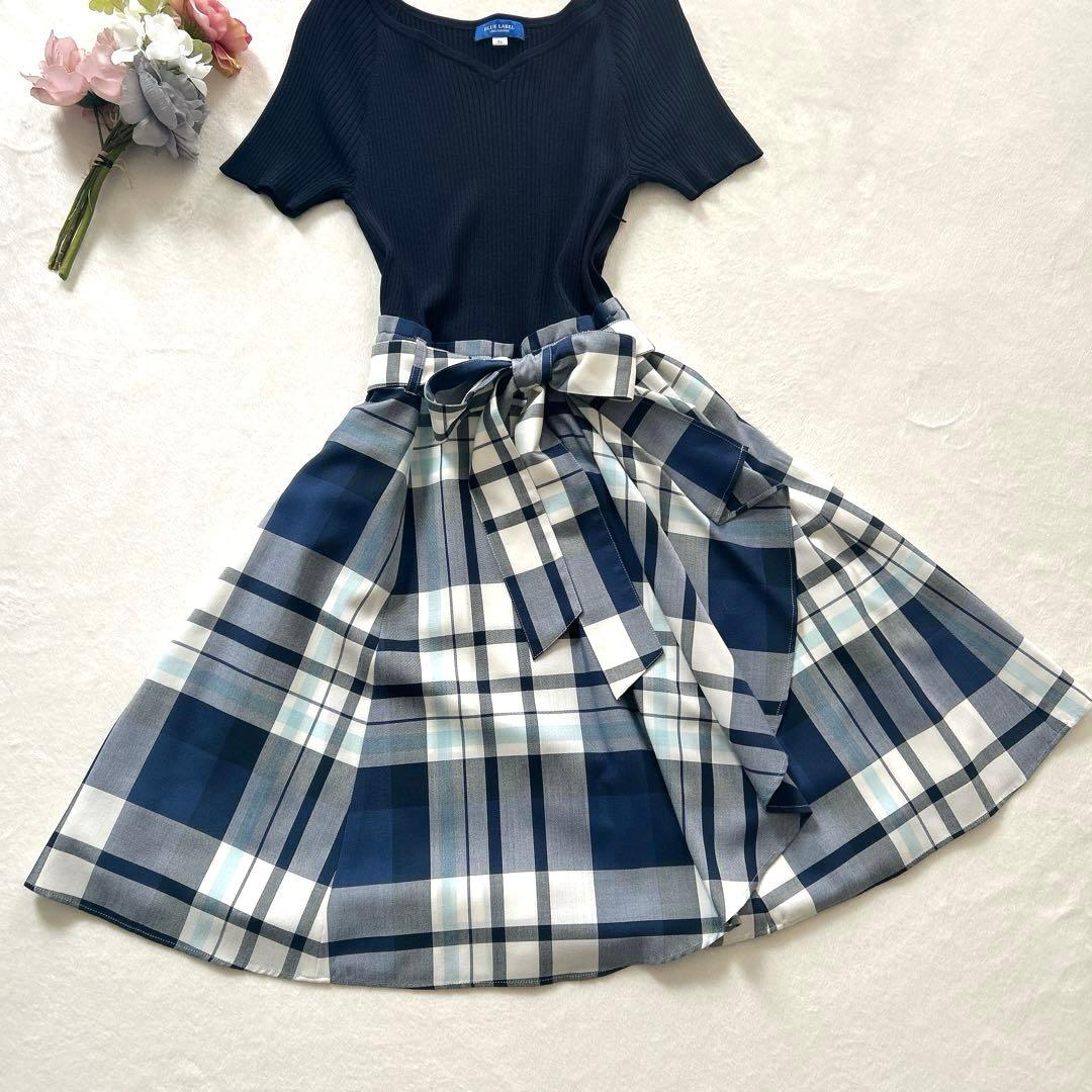 【極美品】ブルーレーベル クレストブリッジ ワンピース リボン チェック フリル