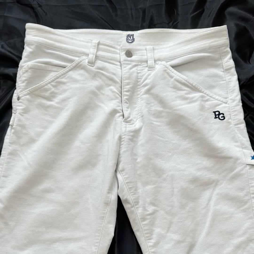 美品✨パーリーゲイツ コットン混 ストレッチ ゴルフパンツ ズボン 白 ホワイト