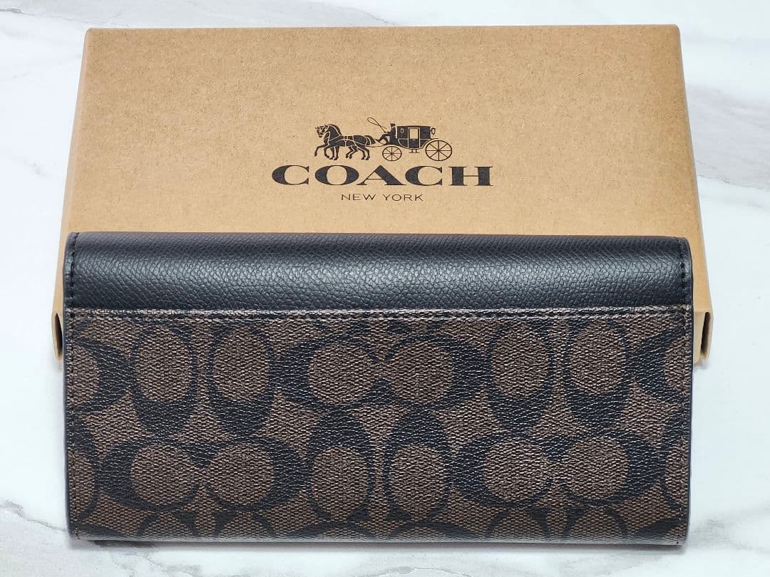 COACH　長財布　ネイビー/ブラウン
