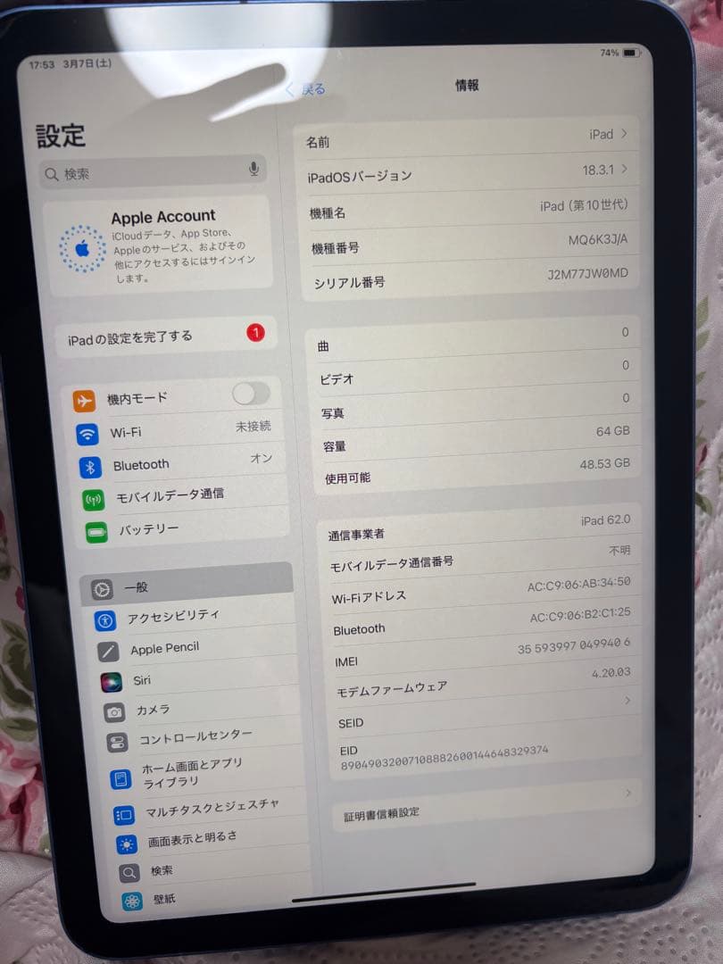 Apple iPad 「10世代」ブルー