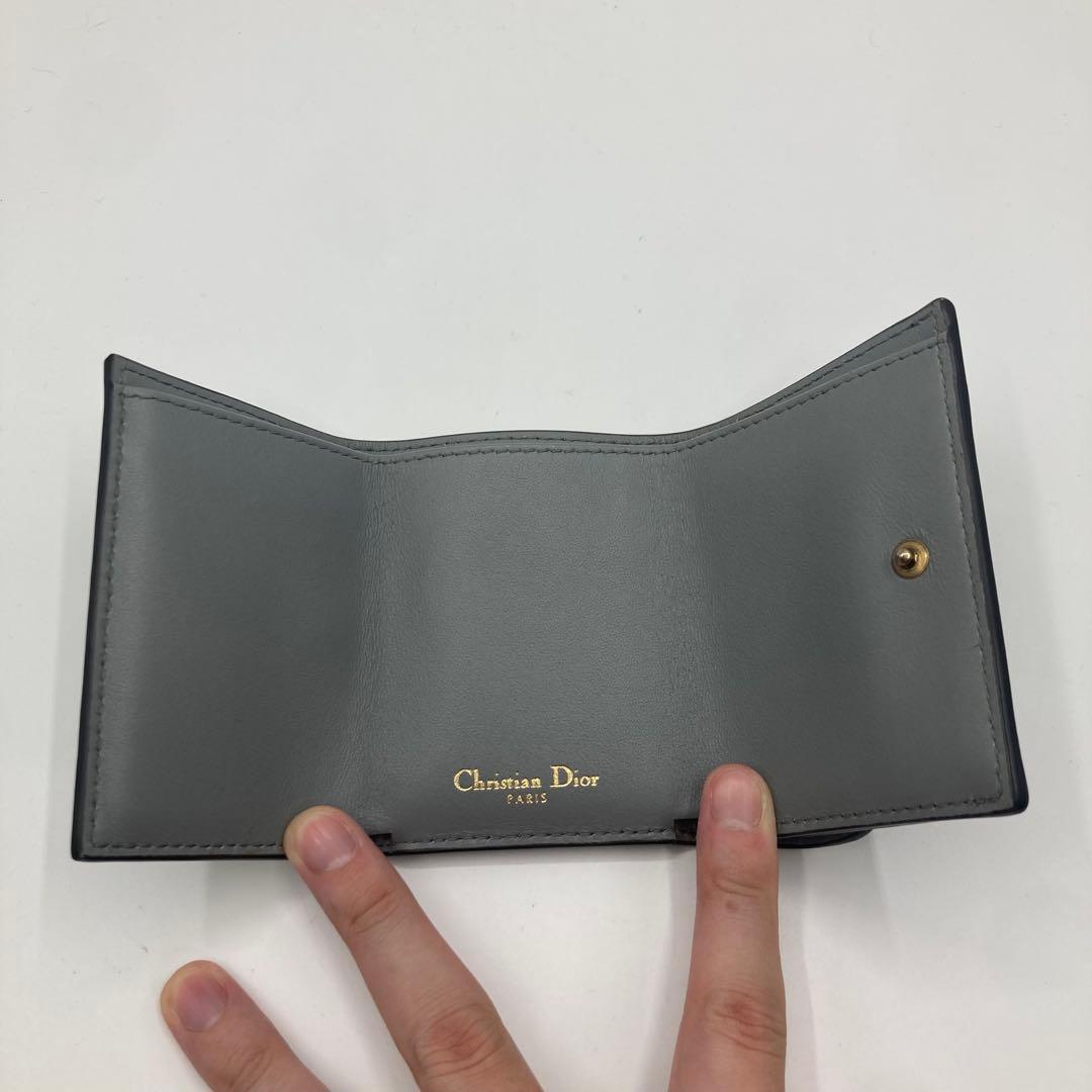 Dior ディオール 三つ折り財布 サドル ロータスウォレット ブルーグレー