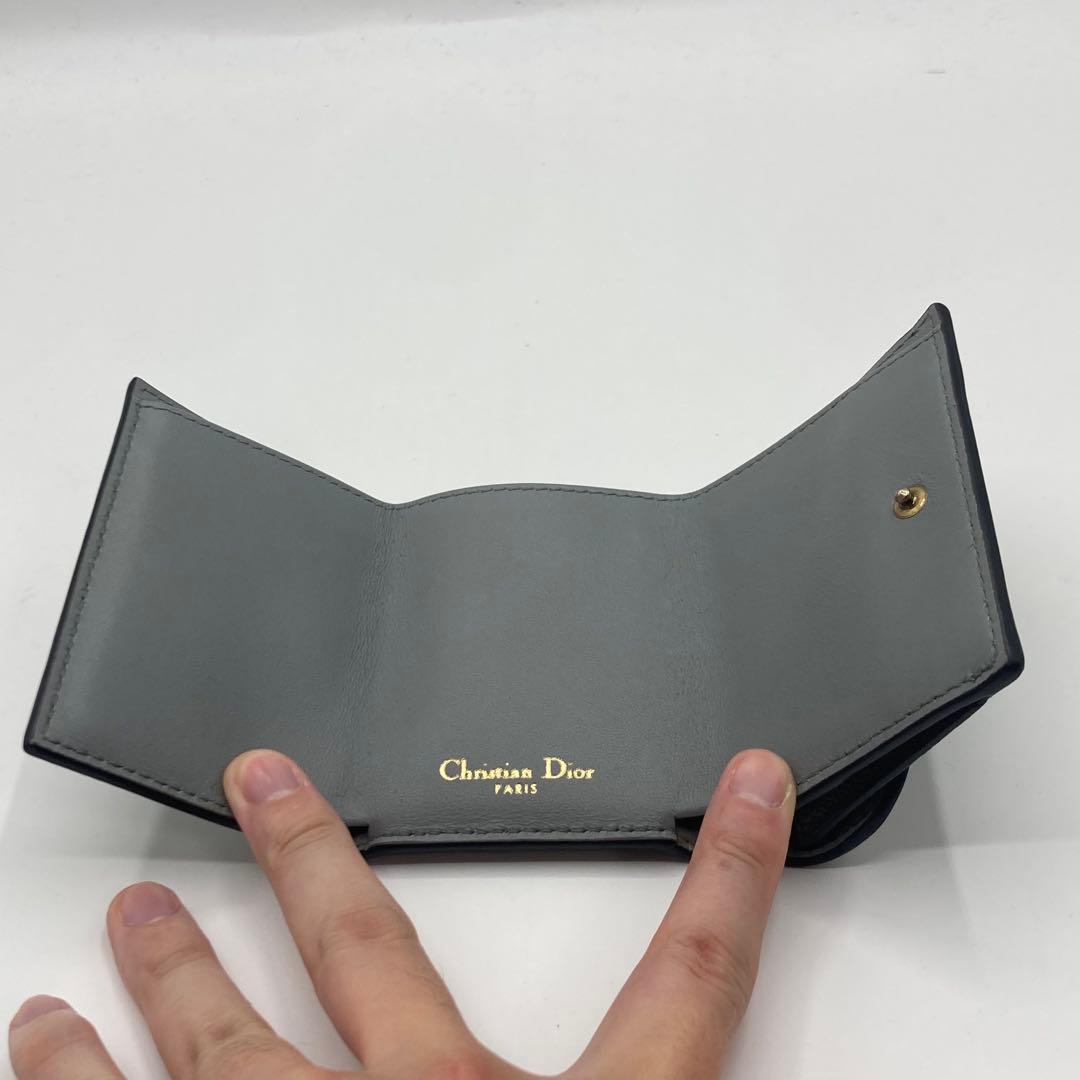 Dior ディオール 三つ折り財布 サドル ロータスウォレット ブルーグレー