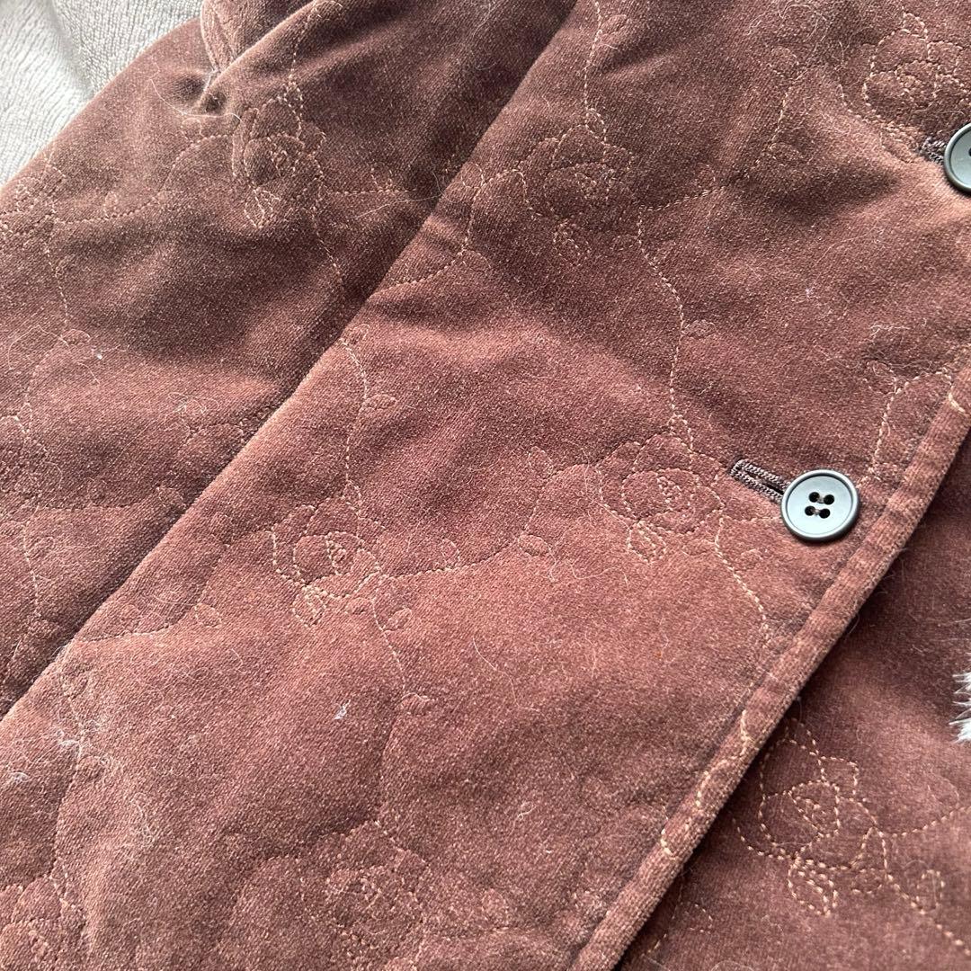 00s y2k ファー付きバラ刺繍起毛コート コケット フェアリーコア 平成