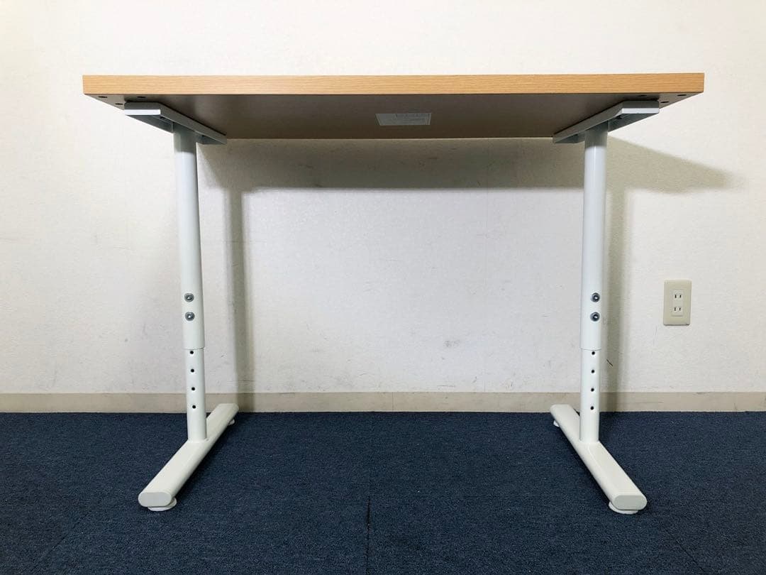 パソコンデスク T字脚タイプ付きプレフェ 100 LBR 手動昇降式ワークデスク