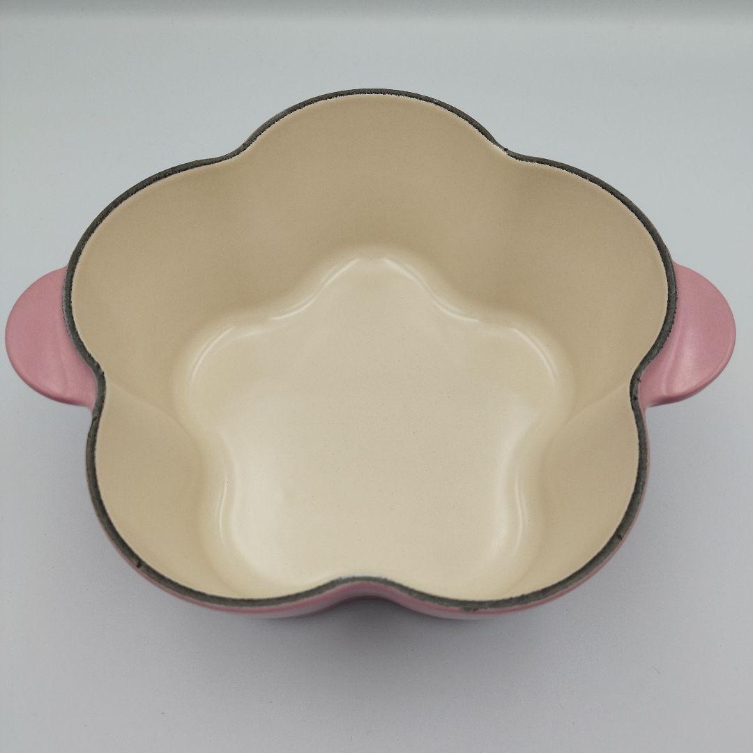 【美品】ル・クルーゼ　ブーケピンク　ココットフルール　20センチ