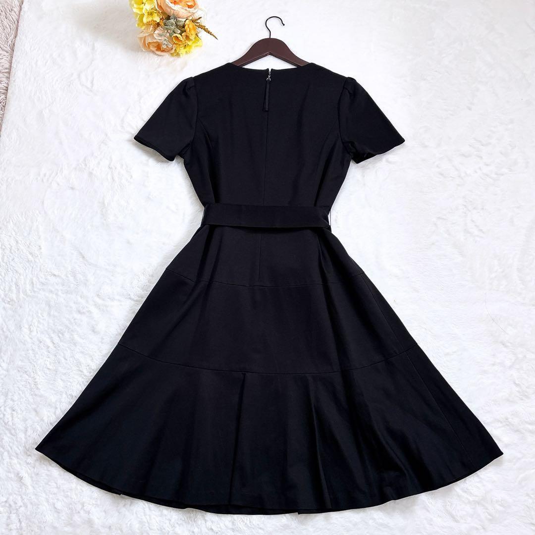 TO BE CHIC リボンベルト ひざ丈 フレアワンピース 黒 2XL 美品