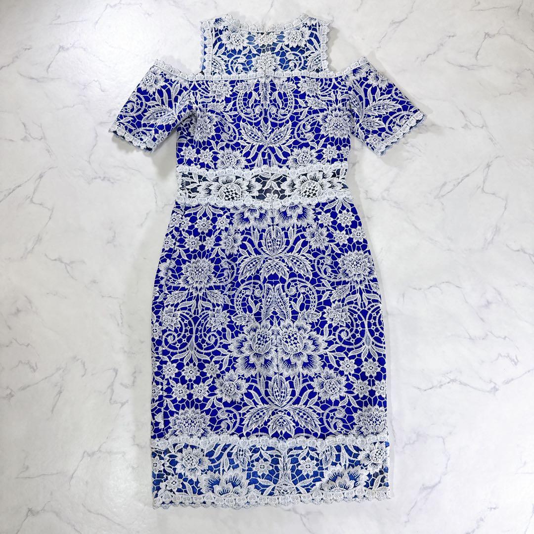 TADASHI SHOJI 総レースワンピース　綿混　パーティー　刺繍　結婚式