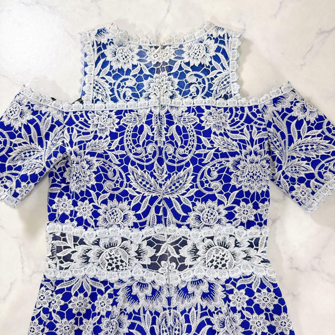 TADASHI SHOJI 総レースワンピース　綿混　パーティー　刺繍　結婚式