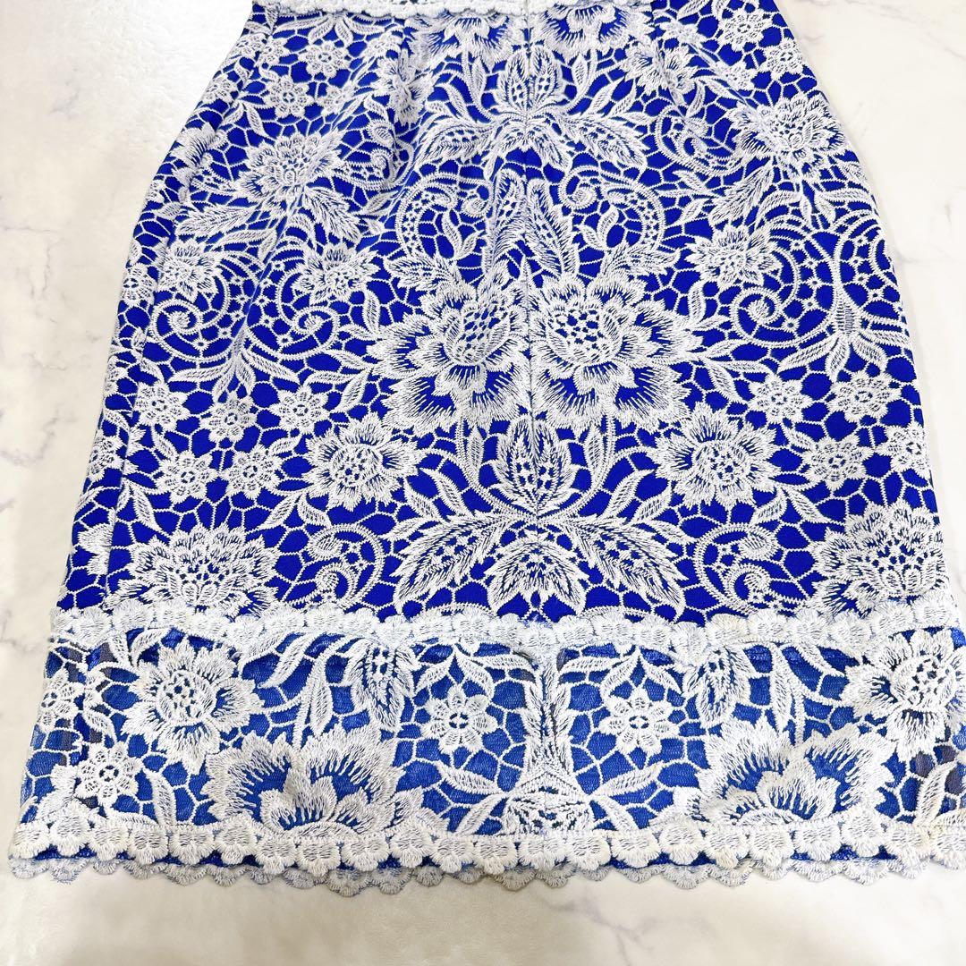 TADASHI SHOJI 総レースワンピース　綿混　パーティー　刺繍　結婚式