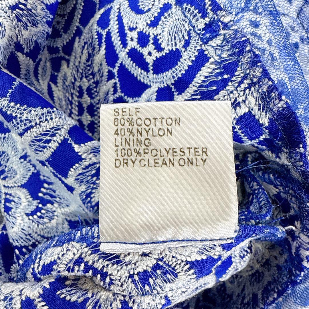 TADASHI SHOJI 総レースワンピース　綿混　パーティー　刺繍　結婚式