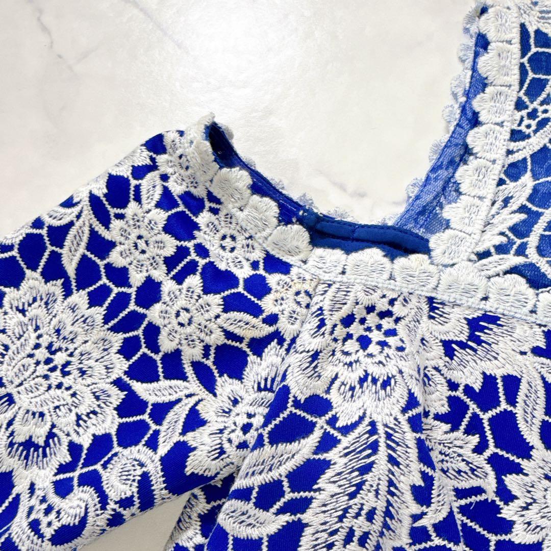 TADASHI SHOJI 総レースワンピース　綿混　パーティー　刺繍　結婚式