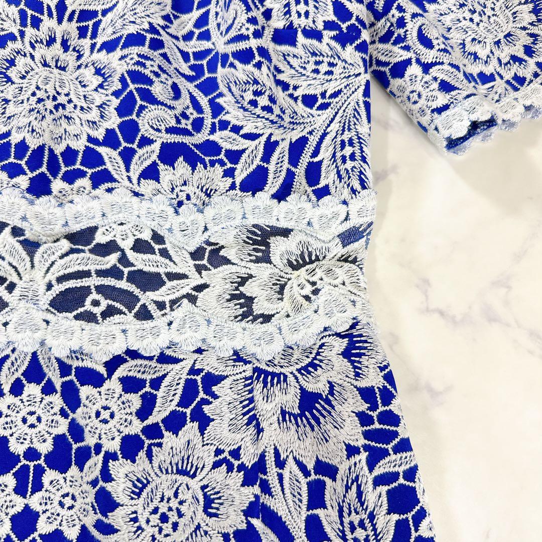 TADASHI SHOJI 総レースワンピース　綿混　パーティー　刺繍　結婚式