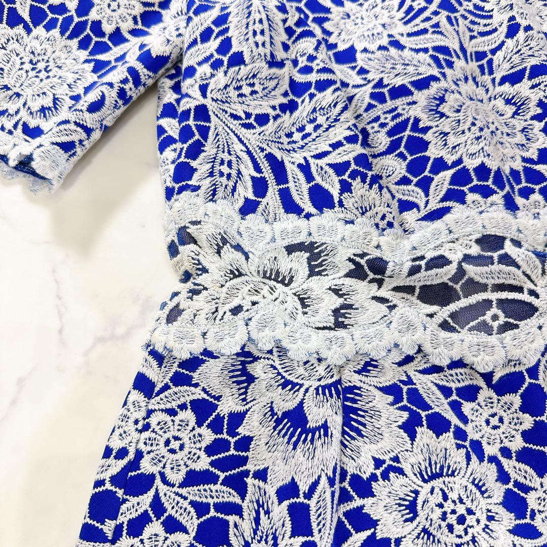 TADASHI SHOJI 総レースワンピース　綿混　パーティー　刺繍　結婚式
