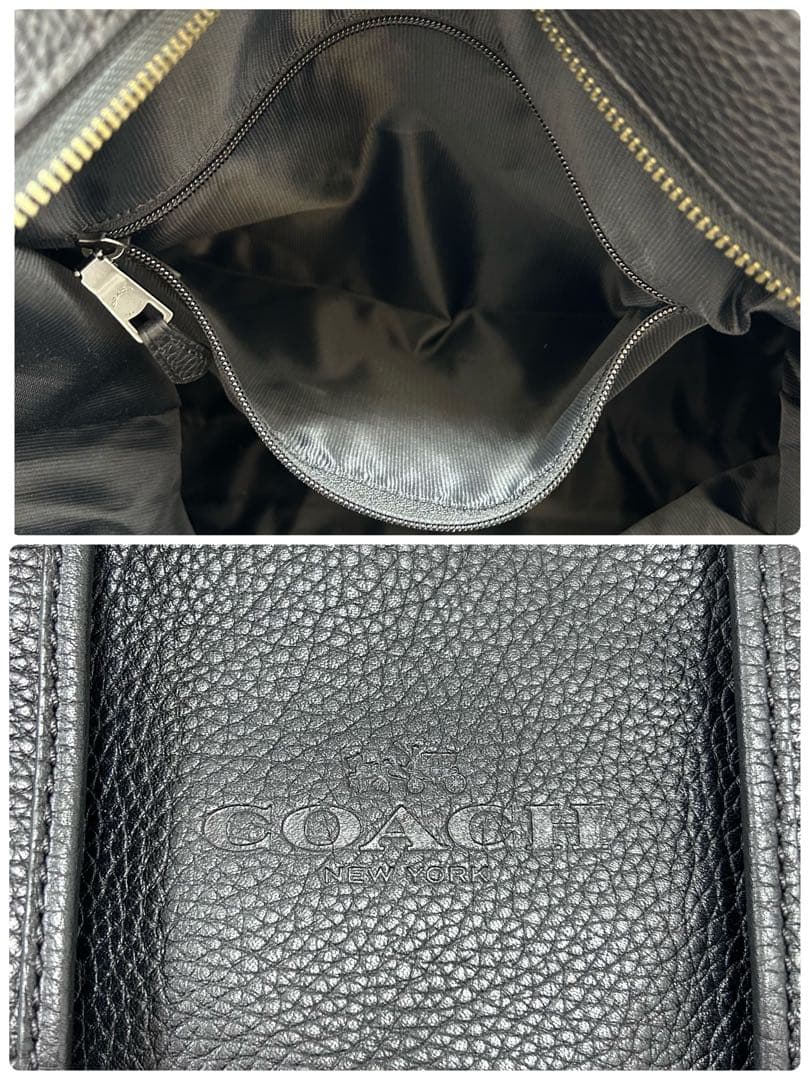 大容量 COACH シボ革 2way ボストンバッグ 43cm×53cm 黒