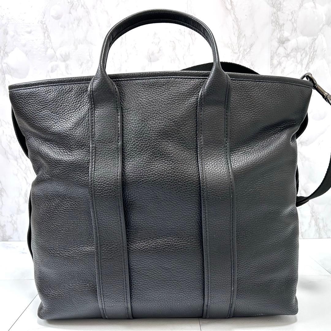 大容量 COACH シボ革 2way ボストンバッグ 43cm×53cm 黒