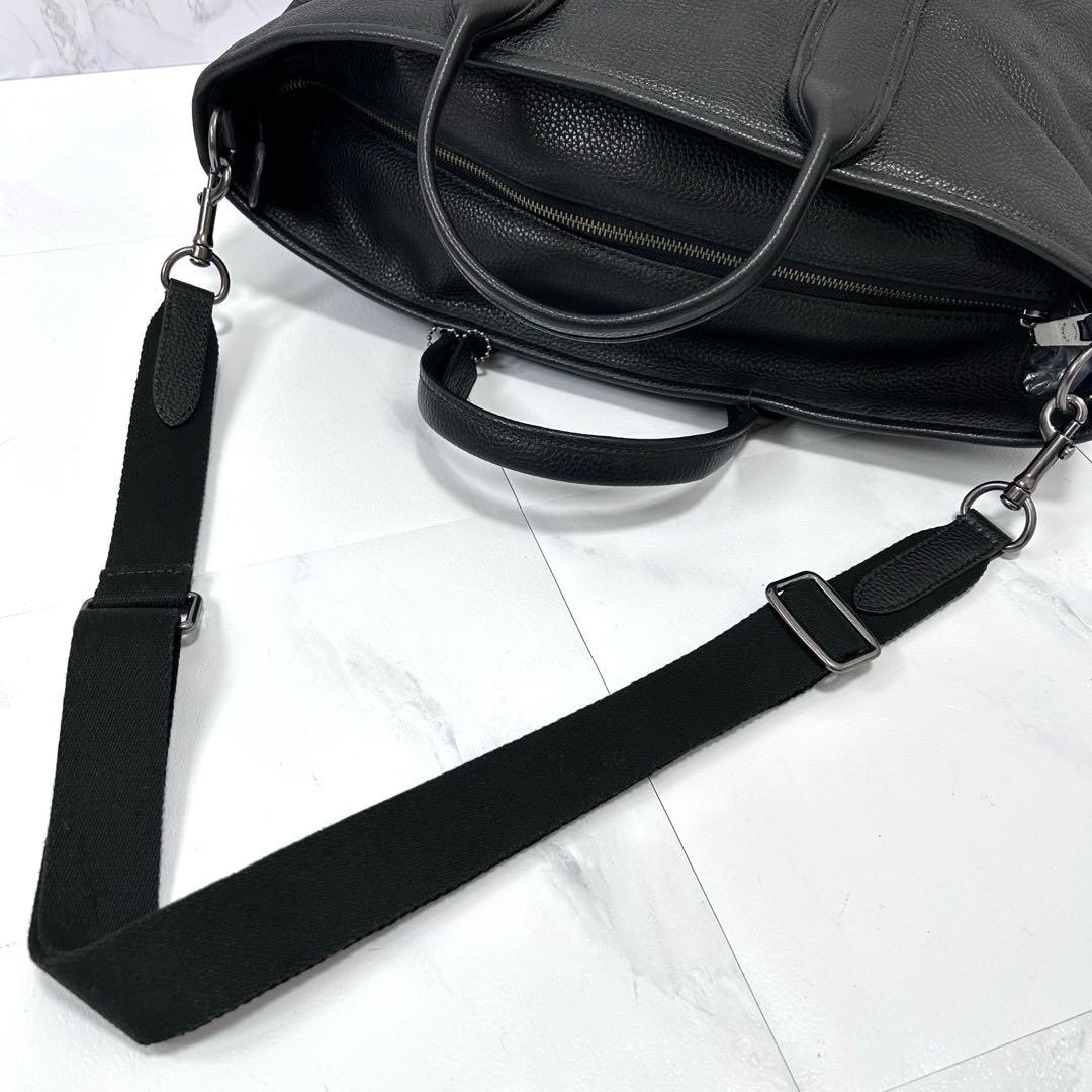 大容量 COACH シボ革 2way ボストンバッグ 43cm×53cm 黒