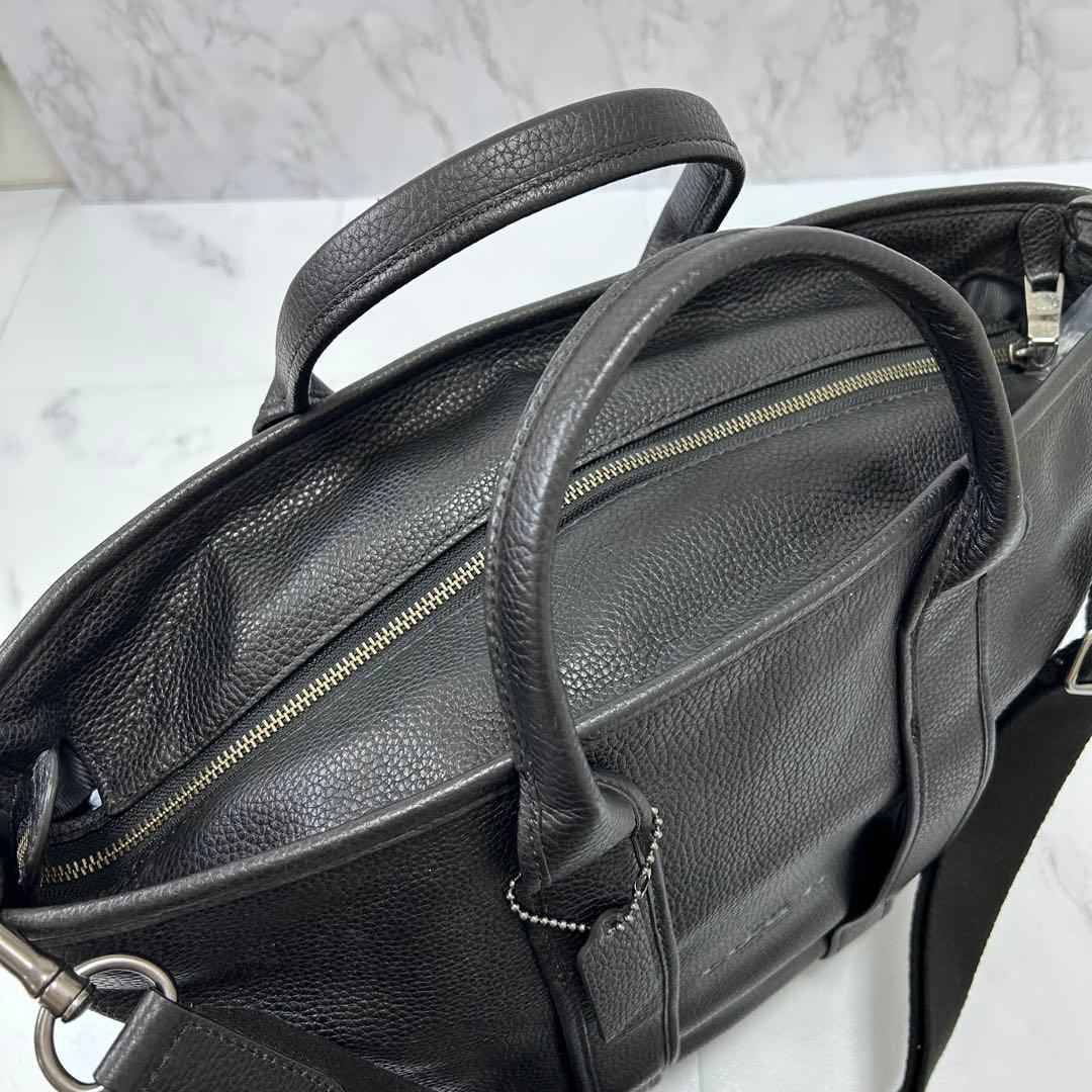 大容量 COACH シボ革 2way ボストンバッグ 43cm×53cm 黒