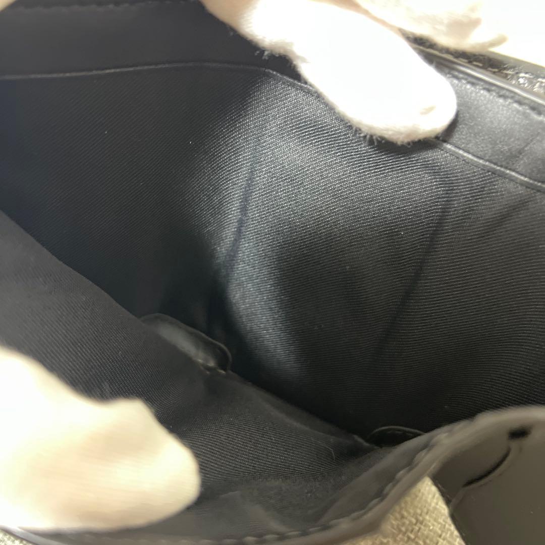 COACH スタッズ 三つ折り短財布 黒 シルバー 折りたたみ