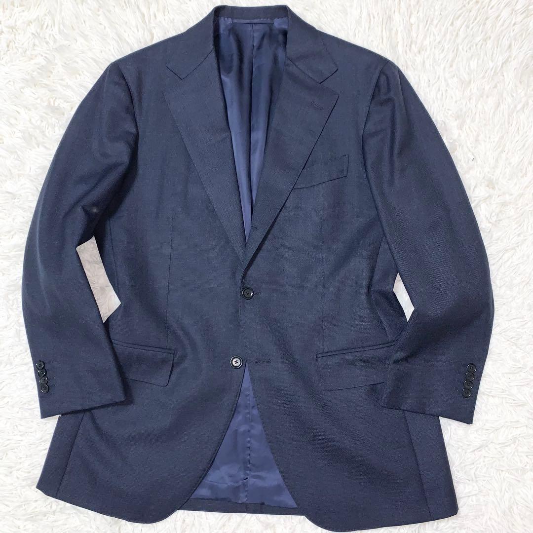 美品 23AW ビームスエフ ジャケット ホップサック ウール ネイビー L相当