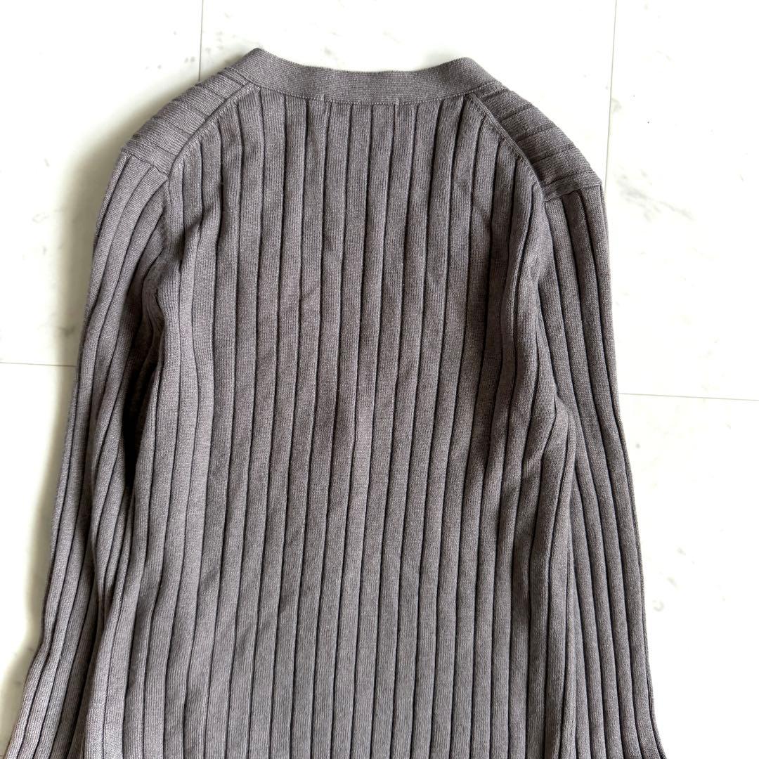 美品 ダーマコレクション カシミヤシルク リブニットカーディガン グレージュ