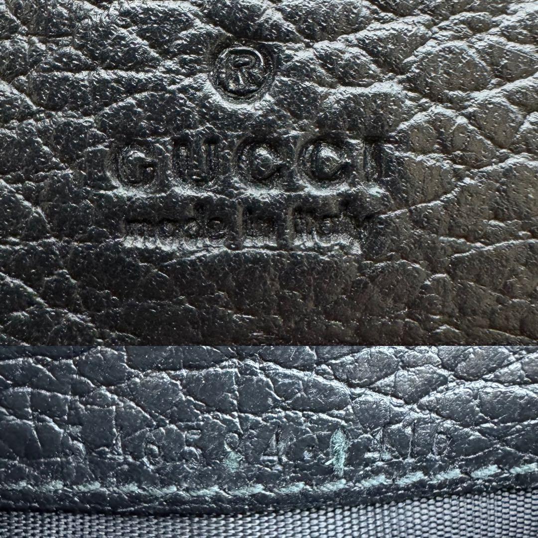 【美品】GUCCI　マーモント　三つ折り財布　GG　レザー　ブラック