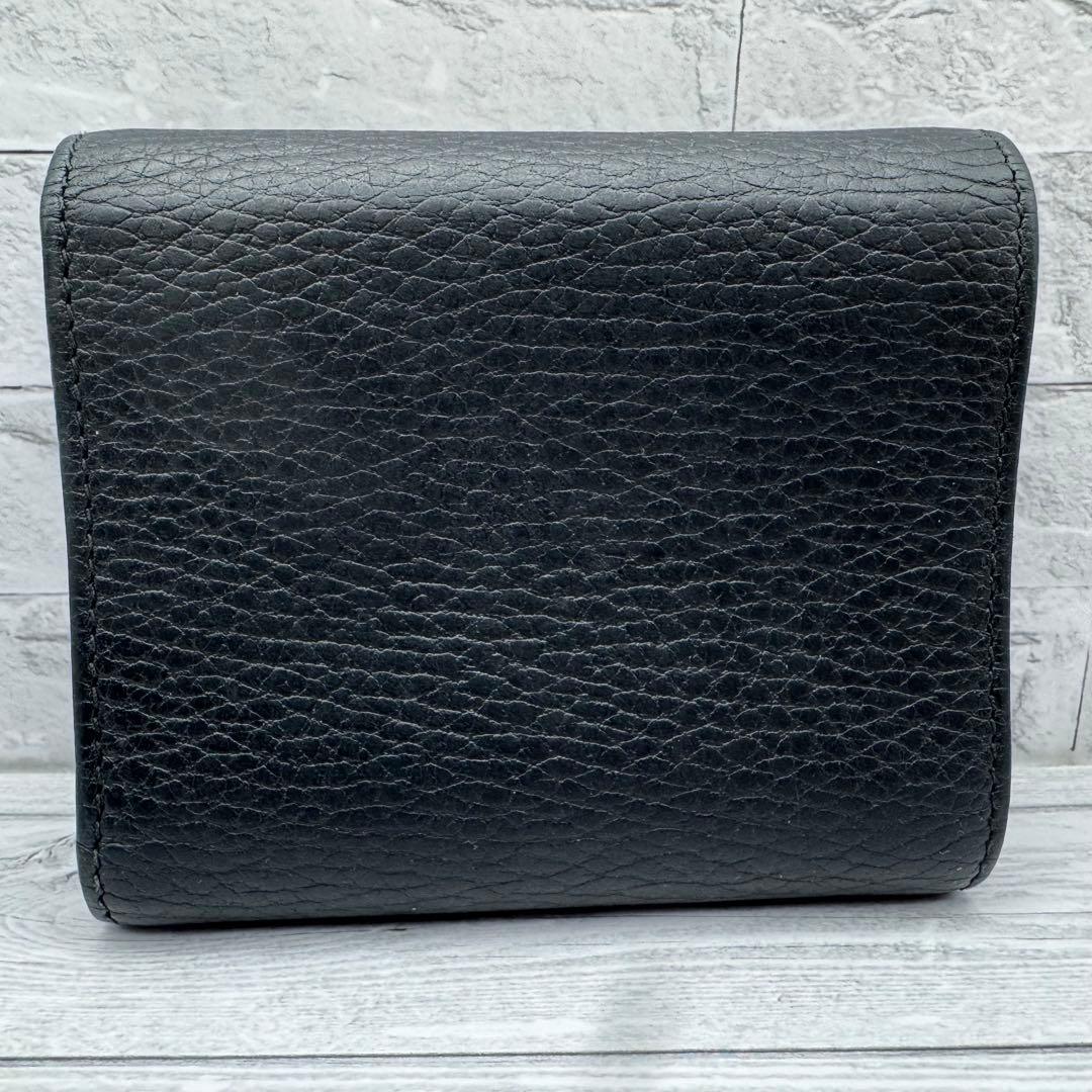 【美品】GUCCI　マーモント　三つ折り財布　GG　レザー　ブラック